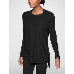 Athleta Cashmere Wool Pullover Sweater XS Black Soft Warm Cozy Winter Knit